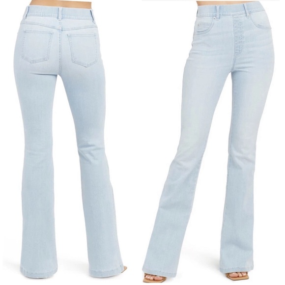 SPANX 20348Q Retro Light Wash Stretch Denim Pull On Flare Jeans Size Medium - Picture 2 of 8
